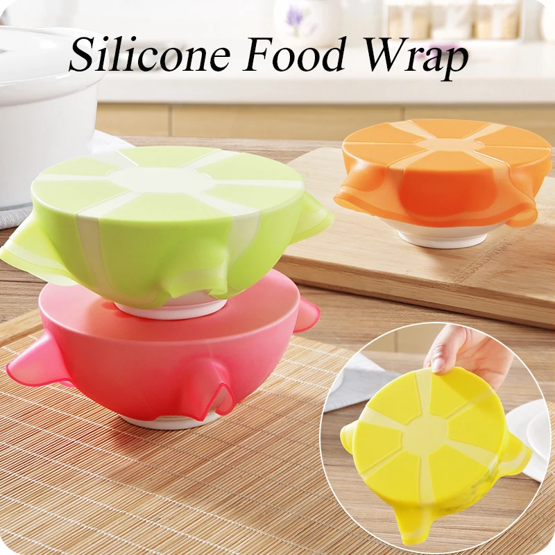 

1PC Practical Cute Multi-Functional Reusable Silicone Refrigerator Food Storage Cover Food Fresh Keeping Saran Wrap Cling Film