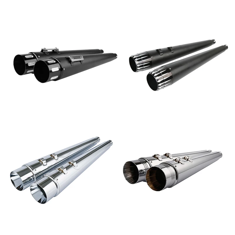 Megaphone Tappered Slip On Exhaust Pipes For Harley Touring Electra Glide 95-16 Megaphone Tappered Slip On Exhaust Pipes For Harley Touring Electra Glide 95-16