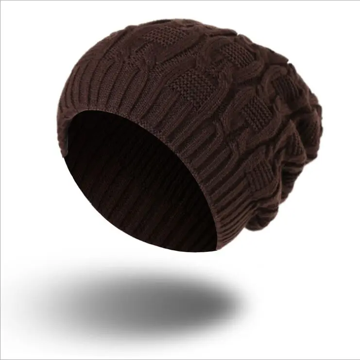 RX7705 модные зимние теплые шапки для мужчин и женщин, вязанная шапка с вышивкой, осенние черные однотонные завитые шапочки Skullies для женщин