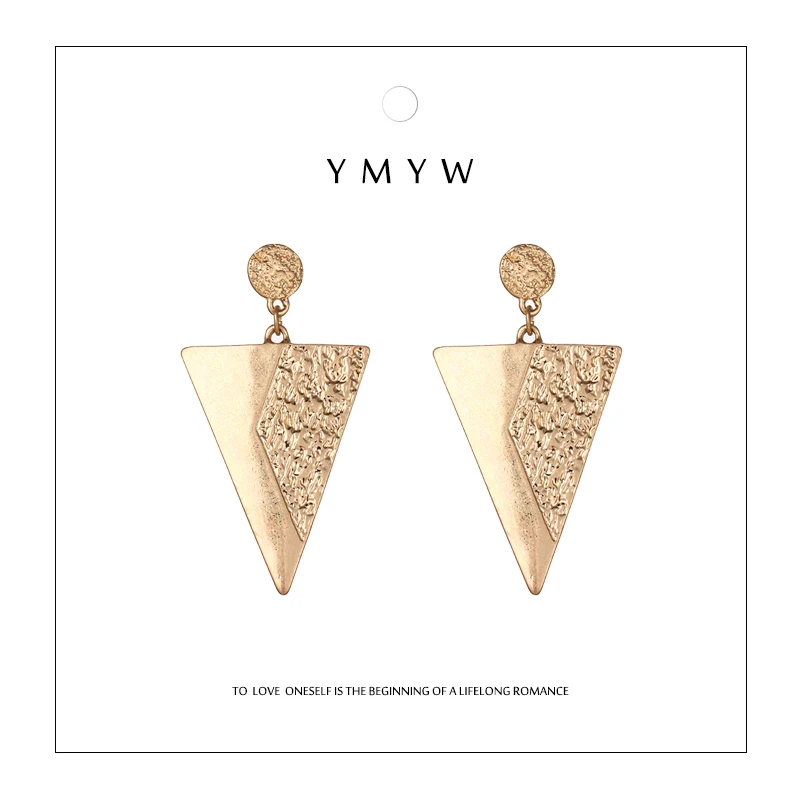 

YMYW Gold Triangle Metal Stud Earrings Cute Retro Punk Rocking Earrings Simple Fashion Statement Boucle D'oreille Femmes 2018