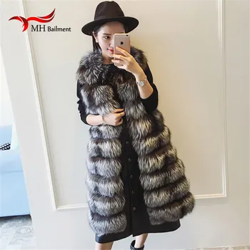 

Real Fur Vest Women Fox Fur Vest Genuine Fox Fur Material Fashion long Winter Warm Coat Female Popular Style A#2