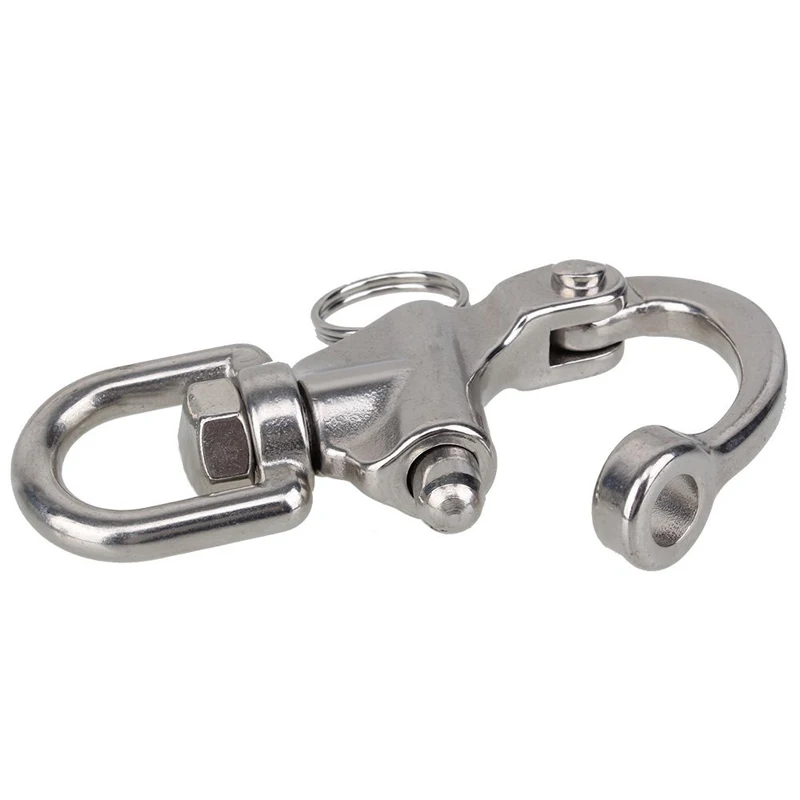 

87mm Stainless Steel Swivel Snap Shackle Eyelet Shackles with D Ring Marine Boat Rigging Hardware SKD88