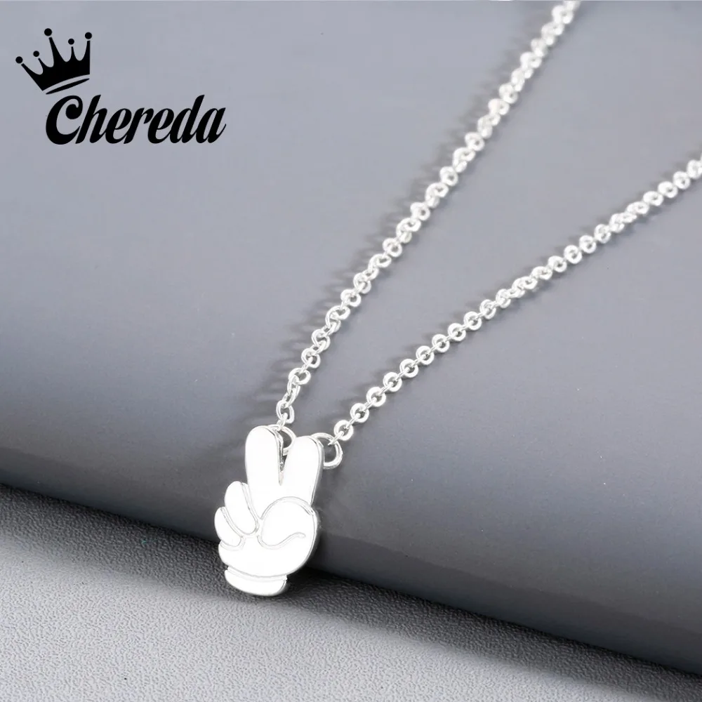 

Chereda New Fashion Gesture Shape Pendant Necklace Silver Gold Color Alloy Necklaces For Women Lady Girls Jewelry Accessories