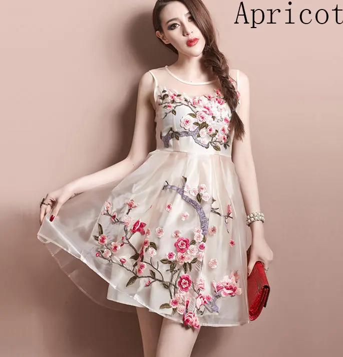 chiffon embroidery dress