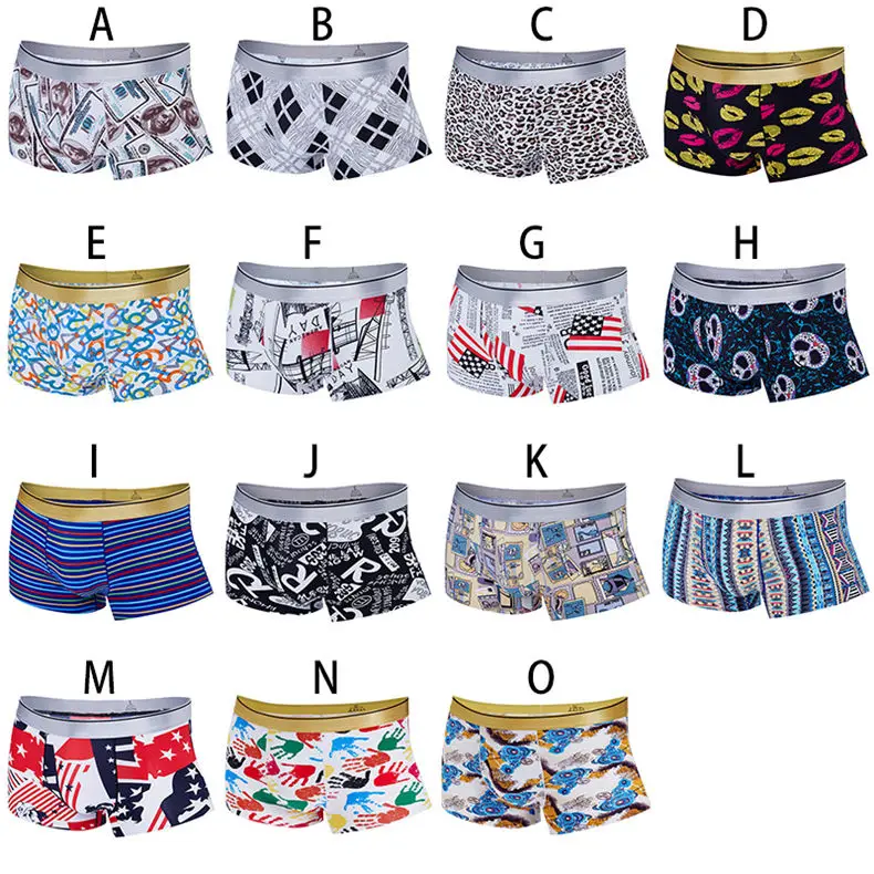 4PCS Lot Mens underwear ice breathable male boxers short print Mens bodysuit under pant Nylon Spandex Fit Size L-2XL Muls Brand-18