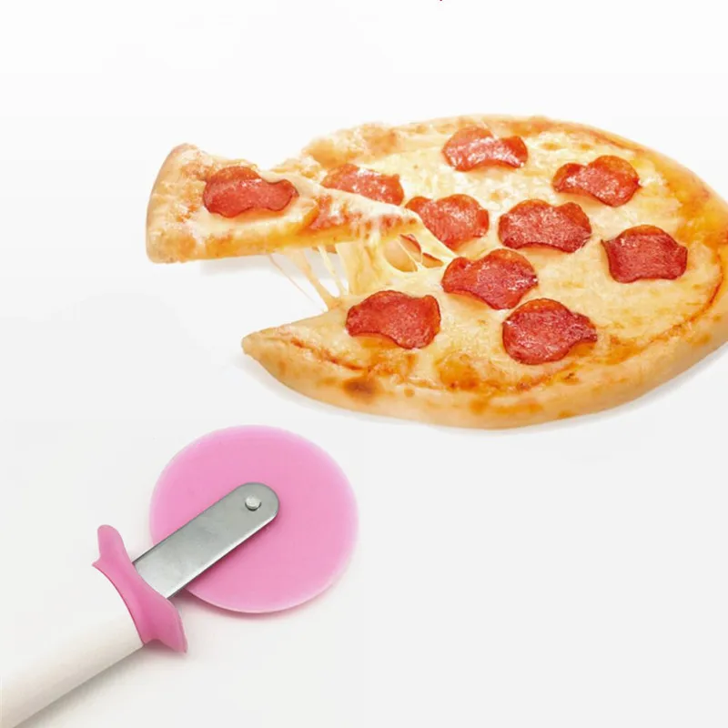 

New Plastic Pie Crust Cutter Pastry Crimper Pizza Cutter Pizzamesser Pastry Wheel Roller Bakeware tools Pink Color