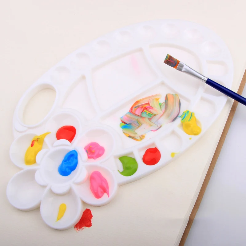 

Multi-function Six-Leaf Flower Shape Plastic Palette ColorfulArtist Acrylic Watercolor Painting Palette Drawing Tool Supplies