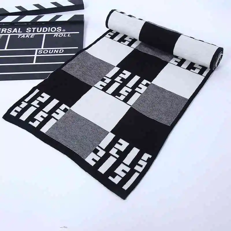 Chic font b Tartan b font Cashmere Scarf Men Luxury Brand Pattern Scarves Winter Rhombus Patchwork