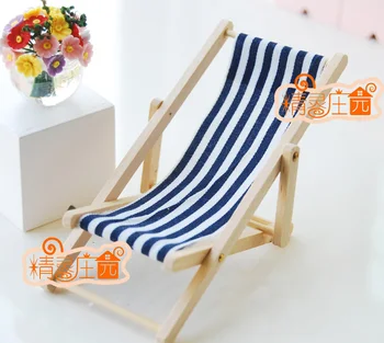

G05-X4310 children baby gift Toy 1:12 Dollhouse mini Furniture Miniature rement wooden Folding beach chair blue red color 1pcs
