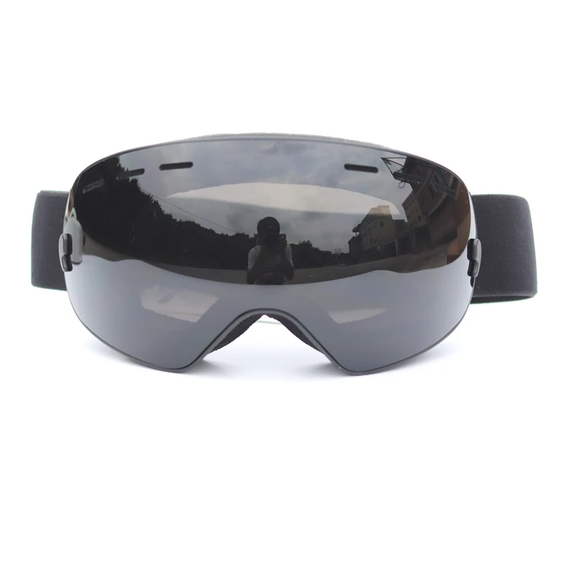 BOLLFO Брендовые очки для катания на лыжах и двойной слой UV400 Анти-туман Лыжная маска лыжные очки для мужчин женщин очки для к - Цвет: black-grey