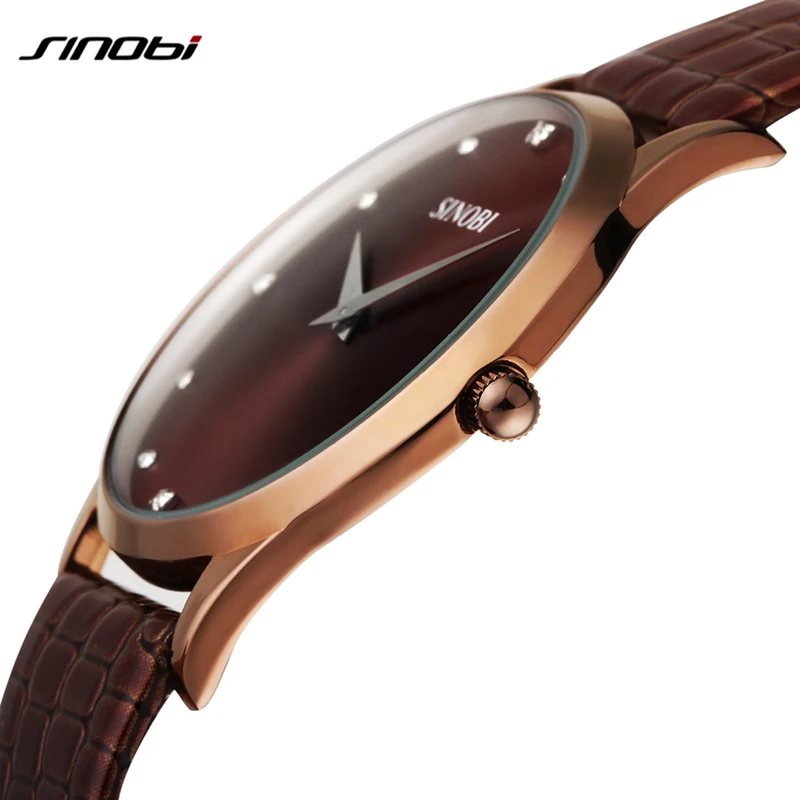 

2019 Hot Sale Wristwatch SINOBI Brand Leather Strap Watch Man Quartz Business Mens Navy Waterproof Watches relogio masculino