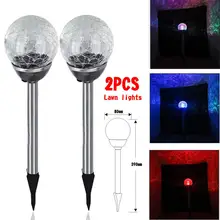 2 шт нержавеющей стали солнечной энергии газон огни трещин лампы с узором шар светильник садовое освещение-управляемая лампа Прямая поставка 6,23