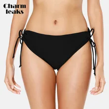 Charmleaks Women Bikini Bottom Ladies Cutout Swim Trunks Solid Color Swimwear Briefs Side Bandage Swimming Bottom cutout side fit