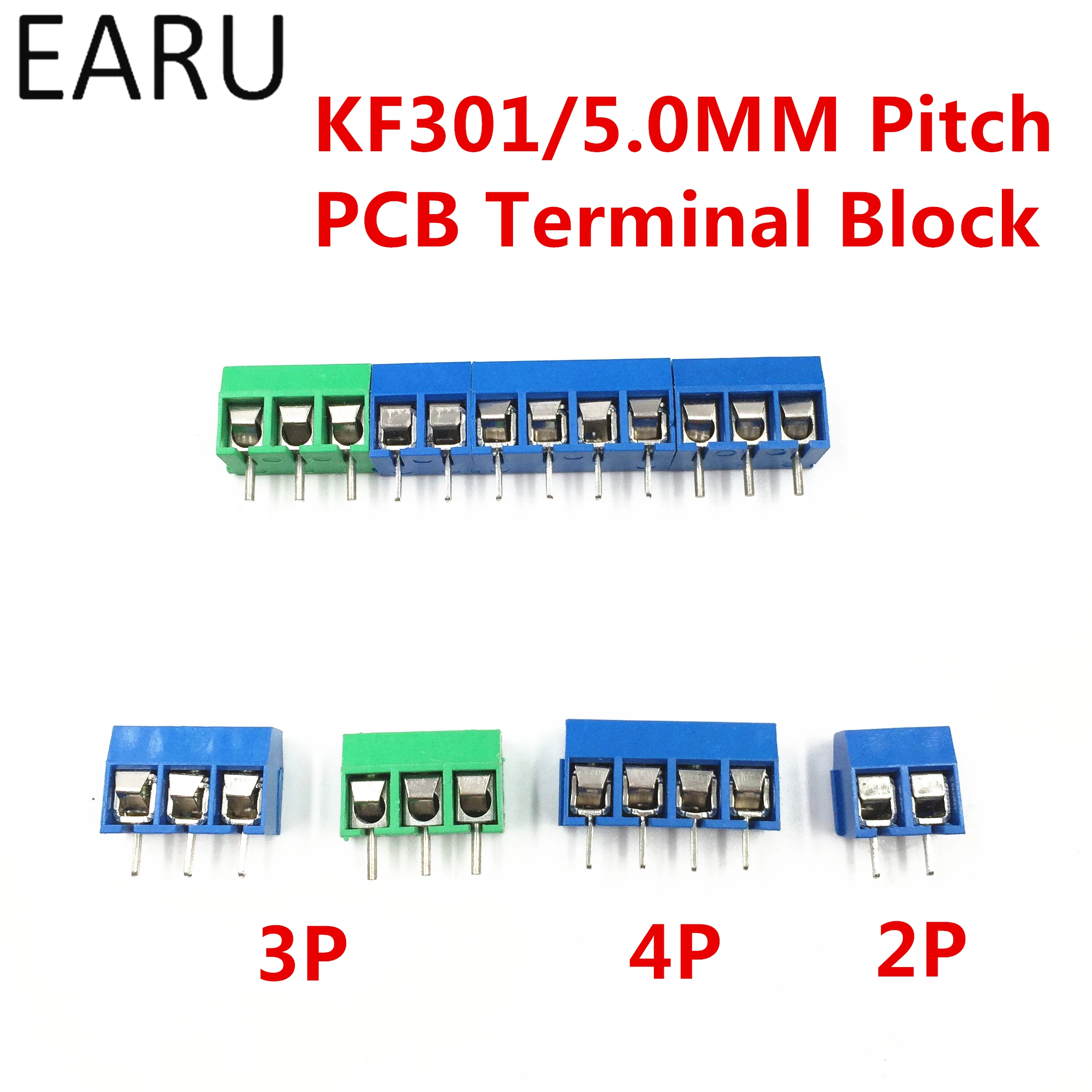 100pcs/lot Kf301-5.0-2p Kf301-3p Kf301-4p Pitch 5.0mm Straight Pin 2p ...