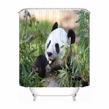 

Custom Panda Bamboo Waterproof Bathroom Acceptable Shower Curtain Polyester Fabric Bathroom Curtain #180318-45-31