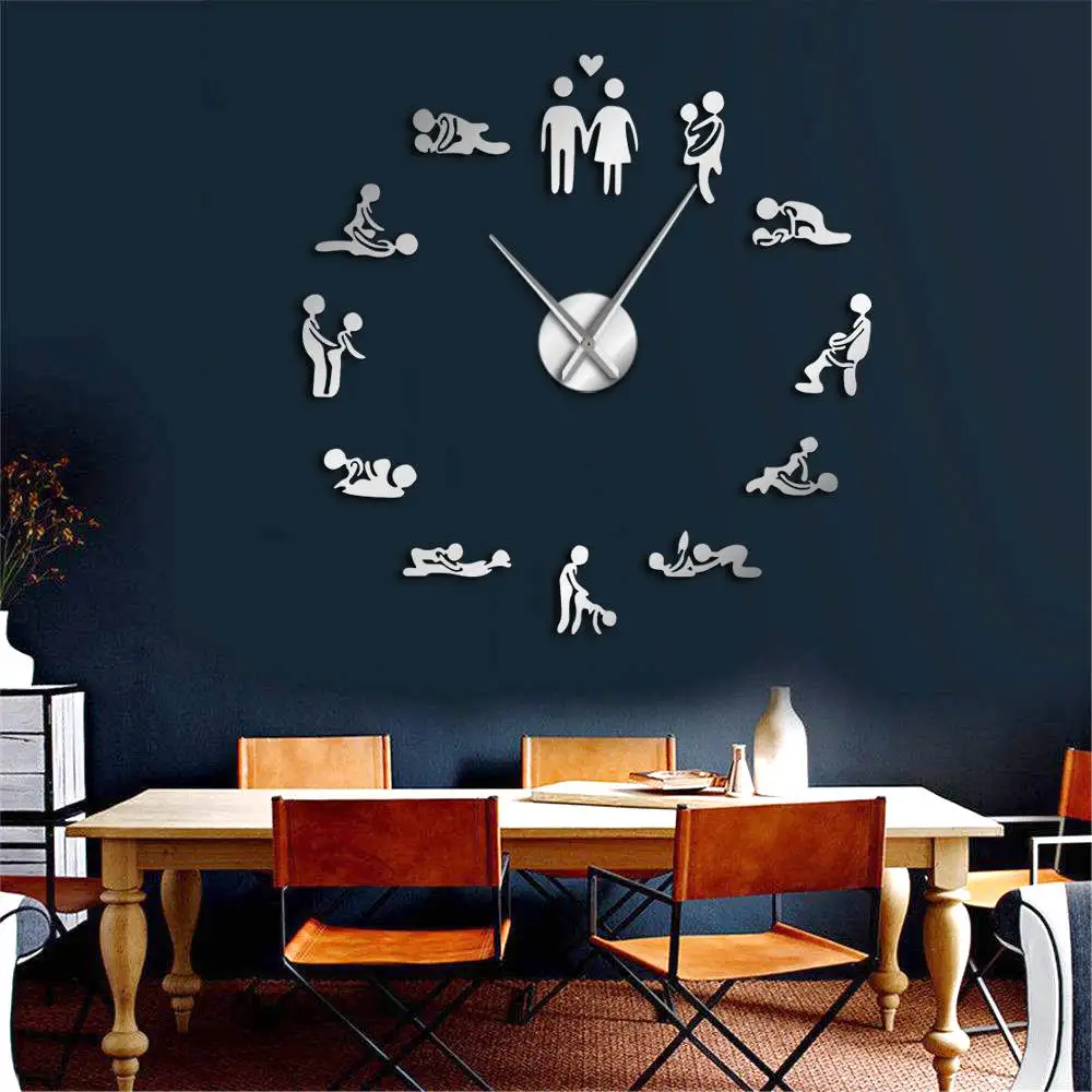 Juego de despedida de soltera Sexy Kama Sutra DIY adultos habitación decorativo gigante pared reloj sexo amor posición sin marco gran reloj de pared arte Juego de despedida de soltera Sexy Kama Sutra DIY adultos habitación decorativo gigante pared reloj sexo amor posición sin marco gran reloj de pared arte