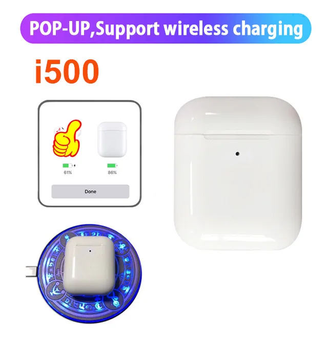 

i500 TWS AP2 1:1 Wireless Earphone Bluetooth 5.0 Super Bass i500 tws not W1 H1 Chip pk i20 i60 i80 i100 i200 i300