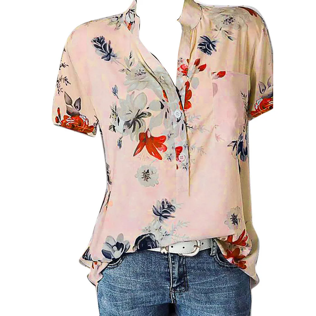 

Harajuku Printing Pocket Print Summer Women Punk Gothic Casual Loose Short Sleeve Shirt Tops Female Plus Size #T20G