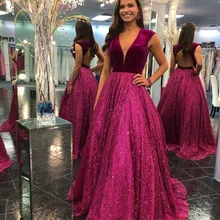 Шикарное бальное платье сексуальные платья выпускного вечера с v-образным вырезом длиной до пола со сверкающими блестками Длинные вечерние платья с открытой спиной Женские вечерние платья на заказ