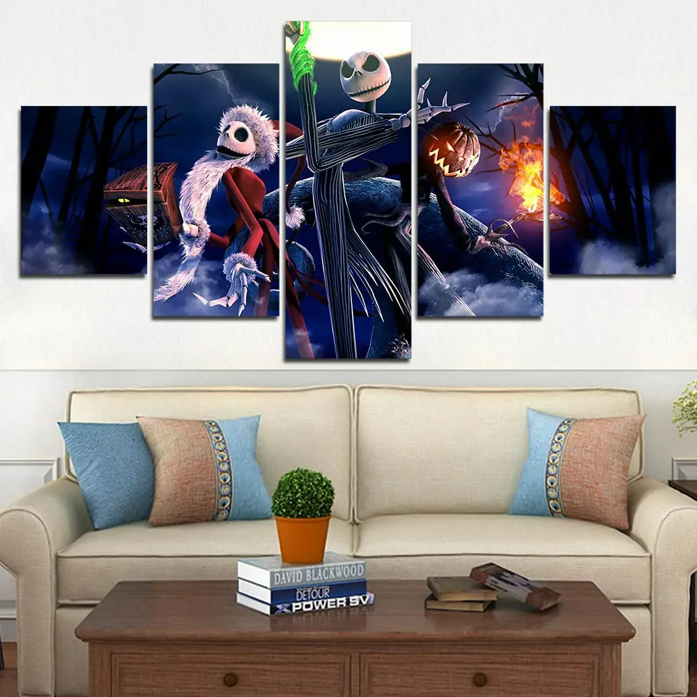 

5 Pieces Canvas The Nightmare Before Christmas Modular Pictures 5 panel Canvas painting Wall Art poster and prints F536