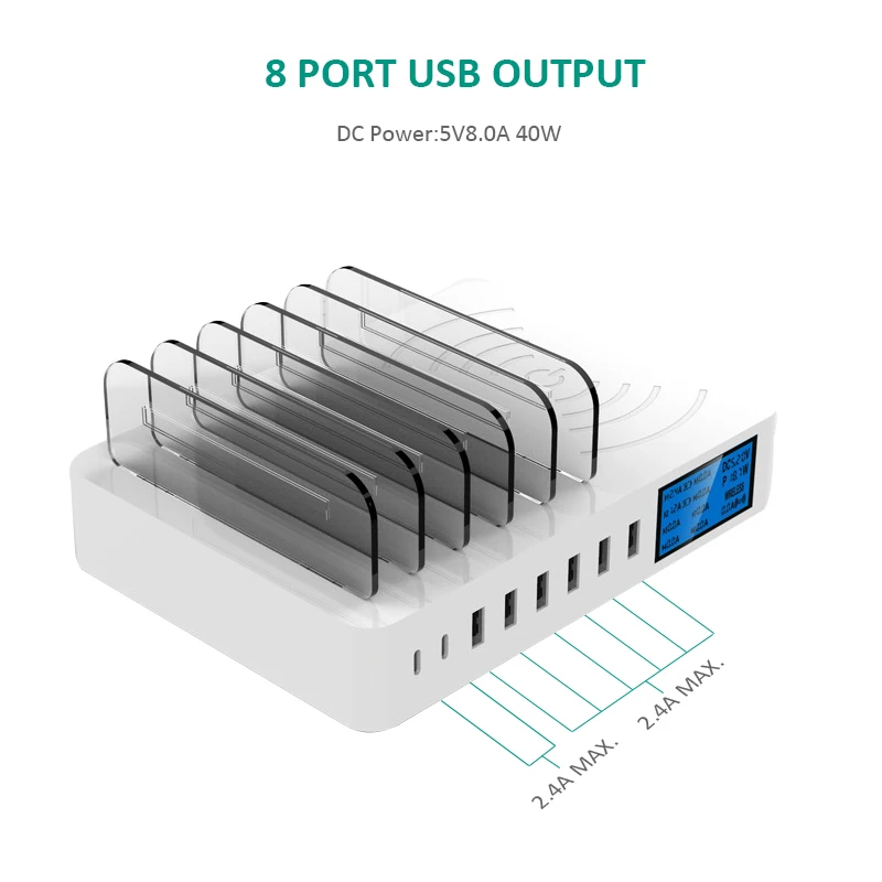 Беспроводное зарядное устройство iNGMAYA Qi светодиодный usb-адаптер типа C для iPhone XR Xs X samsung S9 huawei P30 Pro Mi 9