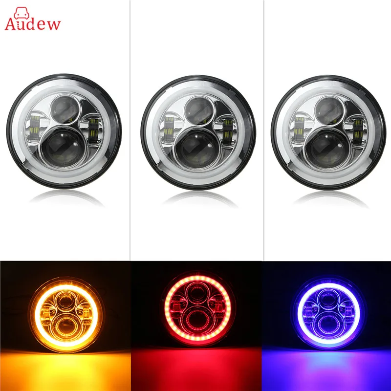 

7inch LED Halo Headlights Kit LED Headlight Hi/low Auto Headlight With Angle Eye For Jeep/Wrangler 97-16/JK/TJ/Hummer/Defender