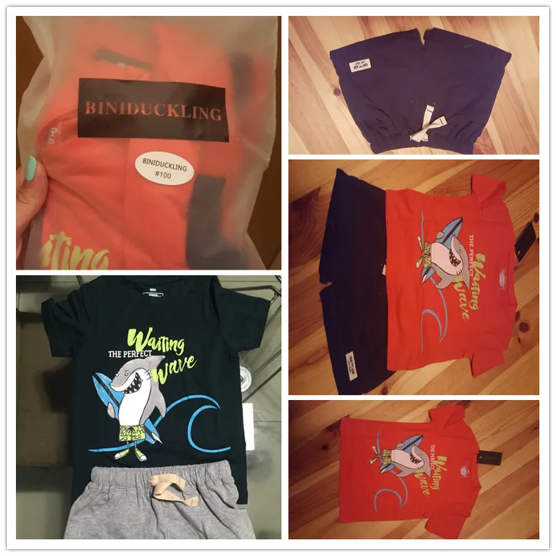 Estabelecidos para o para o Verão das Crianças Crianças dos Miúdos Roupa de Algodão de Manga Calções de Praia Binuduckling Meninos Roupas Verão das Curta T shirt Animal Print Roupas 8 High Quality children set