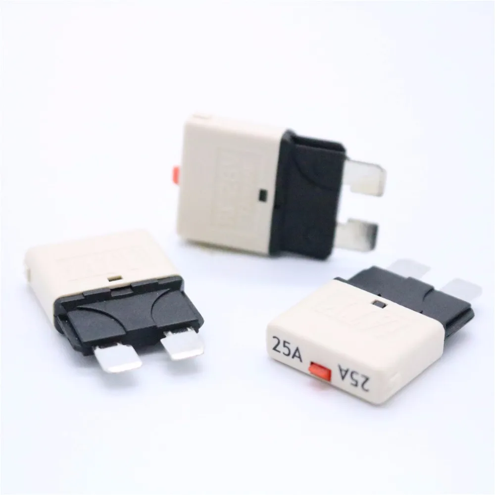 New Standard Blade Fuse Manual Reset 25AMP 28V DC Circuit Breaker Trip