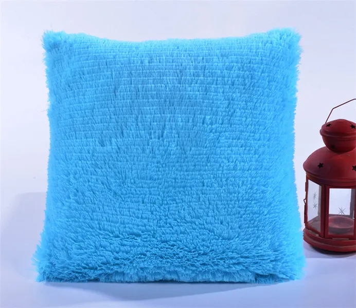 Искусственный мех мохнатая плюшевая наволочка поясная Наволочка декоративная наволочка для подушки Чехлы для дивана домашний стул автомобиль almofada - Цвет: Sky blue