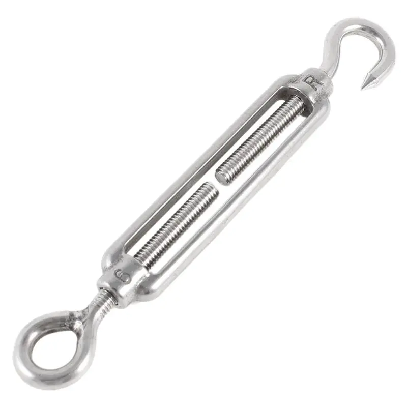 M6 6mm Threaded Stainless Steel Hook Eye Type Die Cast Turnbuckle 5.7