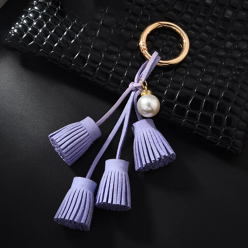 Fashion Leather Tassels Key Chain With Many Tassels For Car Keychain