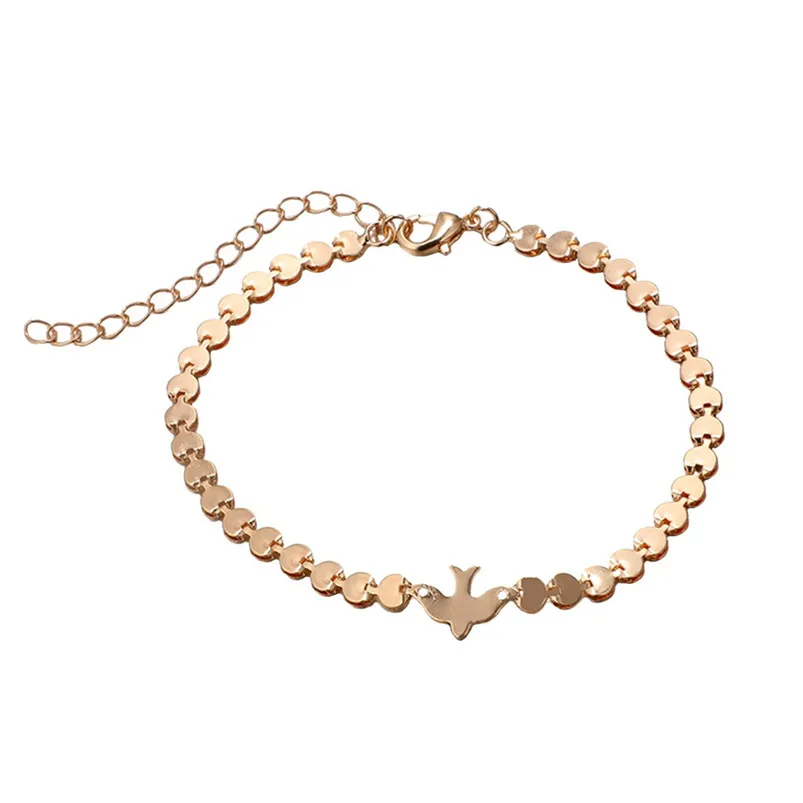 Geometric round chain round chain bird animal ankle chain bracelet acero inoxidable joyeria mujer luxury brand F14 (1)