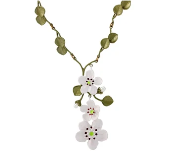 

CSxjd Genuine high-grade Wedding jewelry Bronze White pear flower Pendant necklace earring Women jewelry