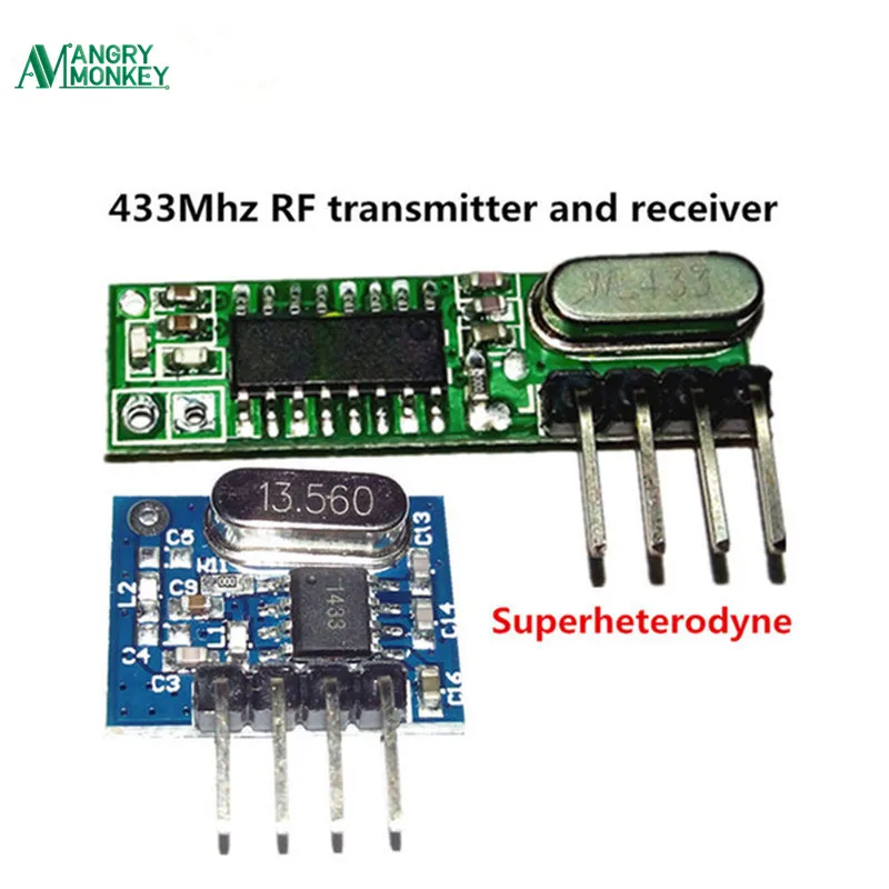 

1 Set superheterodyne 433Mhz RF transmitter and receiver Module kit small size For Arduino uno Diy kits 433 mhz Remote controls