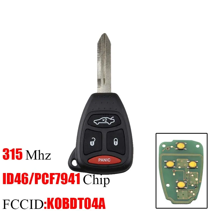 BHKEY 2+ 1 3 кнопки дистанционного ключа автомобиля для Jeep Grand Cherokee Chrysler 300 KOBDT04A 315 МГц для Dodge Dakota Durango зарядное устройство брелок - Количество кнопок: 3Plus1 Button 315Mhz