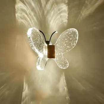 

Baby child LED butterfly wall light sconces Kid's Bedroom Bubble Crystal Wall Lamp led mirror Lamp Modern Mirror Led Wall Light