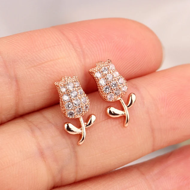 Gold Stud Cubic Zirconia Children Baby Girls Stud Earringsin Stud