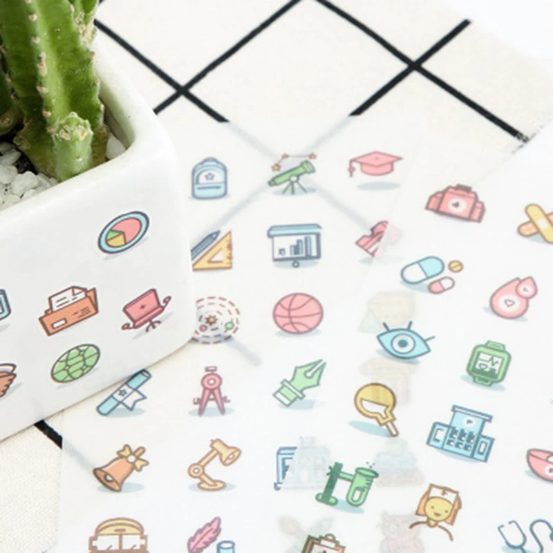 

6 sheets / set Small labels Creative decorative scrapbook paper PVC transparent stationery stickers