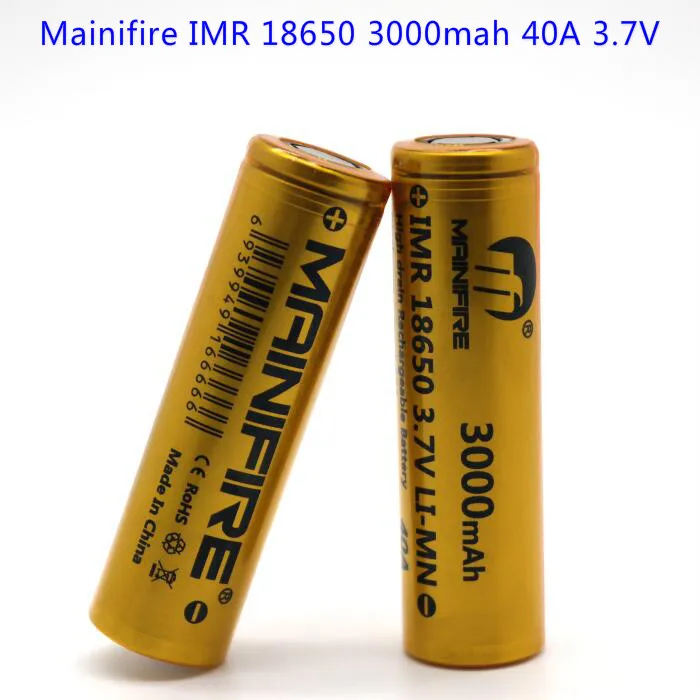 

Mainifire IMR 18650 3000mah 40A 3.7V battery with flat top(2 pcs) + Free shipping