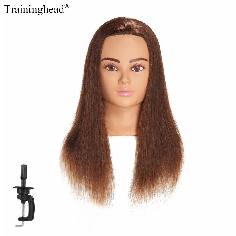 

Traininghead 20"-22"Mannequin Head 100% Human Hair Hairdresser Training Head Manikin Cosmetology Doll Head(Clamp Stand Included)
