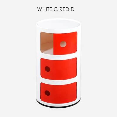 Современный дизайн, популярные пластиковые круглые большие классические пластиковые шкафы для хранения, круглые шкафы для хранения с выдвижным ящиком, Круглый прикроватный столик - Цвет: WHITE C RED D