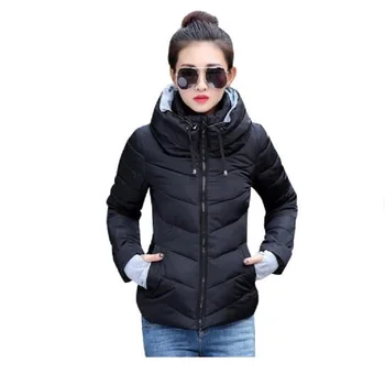 

2019 Winter Jacket Women Plus Size Short Parkas Thick Casual Outerwear hooded Coats Slim Cotton padded chaqueta mujer basic tops
