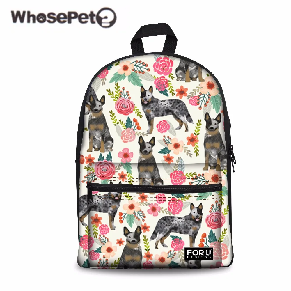 

WHOSEPET Women Backpack Airedale Terrier Flower Printing School Backpack for Kids Girls Laptop Bagpack Feminine Shoulder Daypack