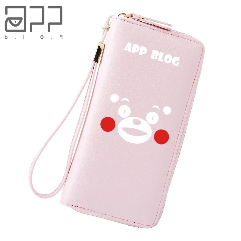 

APP BLOG Cute Kumamon Women's Purse For Coin Card Cash Invoice Phone Bag 2018 New Arrive Leather Girl Student Female Long Wallet
