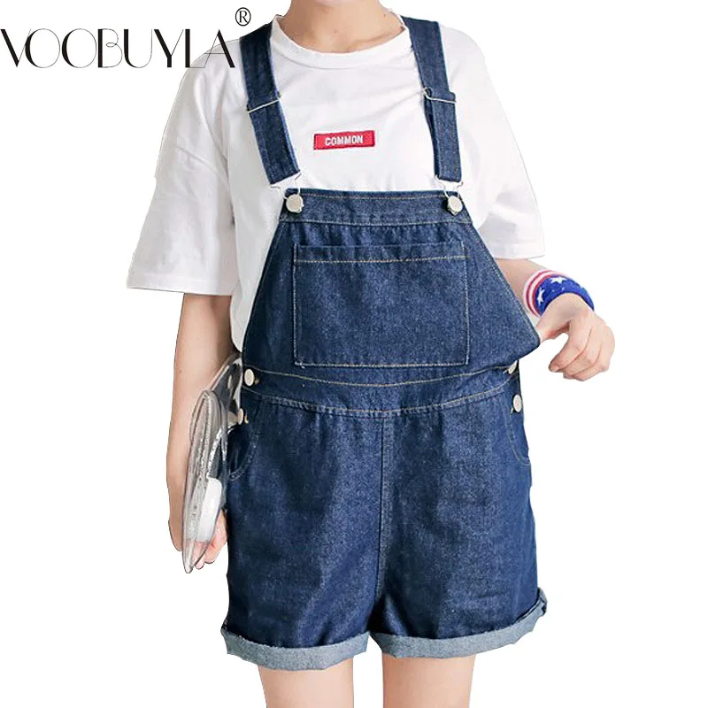 

Voobuyla 2019 Summer Loose Harness Shorts Jeans Women Plus Size Denim Shorts Female High Waist Sequined Strap Jeans Overalls