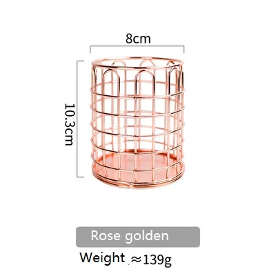Металлический Железный художественный полый круглый держатель для ручек в скандинавском стиле, ручки для макияжа, карандаши, аксессуары для стола, Органайзер - Цвет: rose golden color