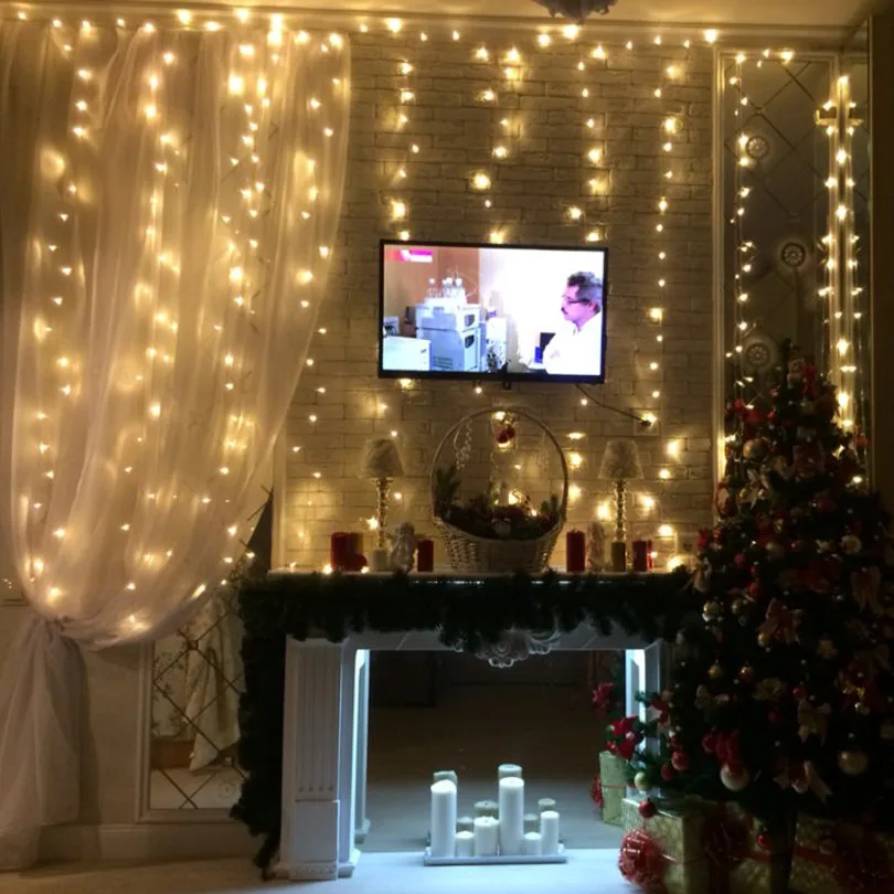 Рождественский светильник s светодиодный светильник оконный занавес струнный светильник 3 м* 1 м 6 м* 3 м украшение для дома спальни вечерние свадебные праздничные светильник ing для помещений