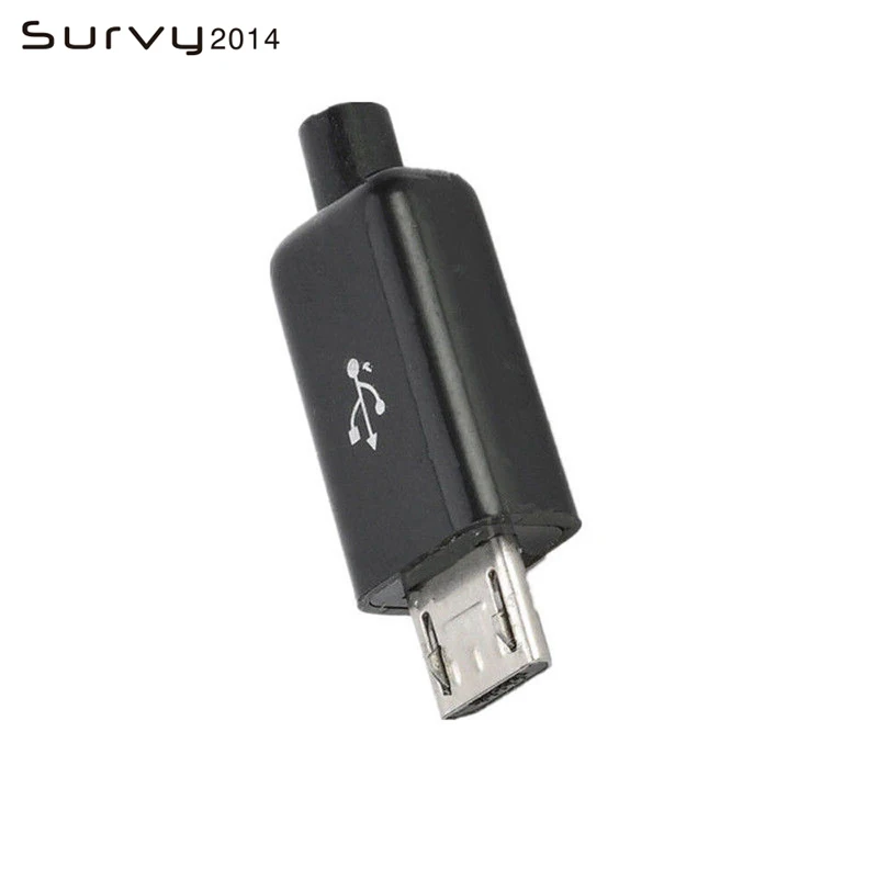 

10pcs/ Sets 5 in 1 DIY Micro USB Welding Type Male 5 Pin Plug Connector w/Plastic Cover Black