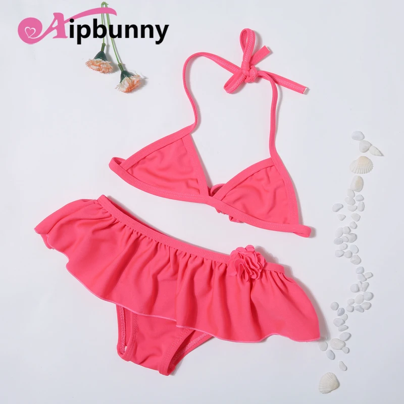 

Aipbunny Ruffle Children Bikini 2018 Swimsuit Kids Two Pieces Bikini Set Kid Swimwear Infantiles Swimming Child Bathing Suits