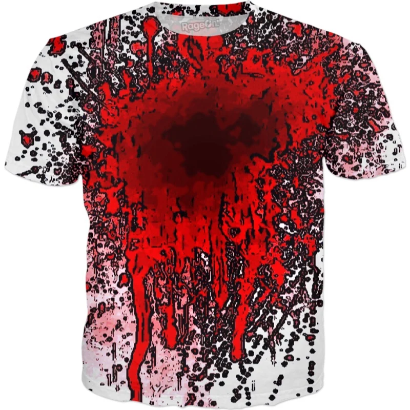 

Abstract Blood T Shirt Fashion Style Slim Fit Tees 3D Printing T-Shirt Short Sleeve O-Neck Plus Size 5XL